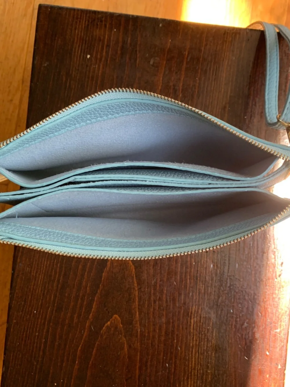 Light Blue Convertible Bag / Pebbled Faux Leather Clutch NWT